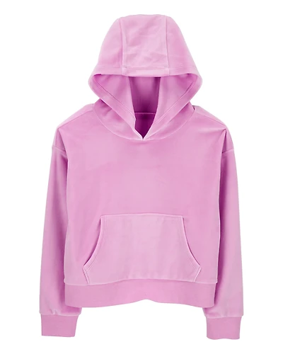 Kid Cropped Velour Hoodie