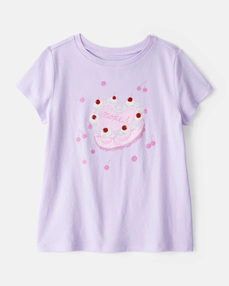 Girls Heart Cake Short-Sleeve Graphic Tee - Purple