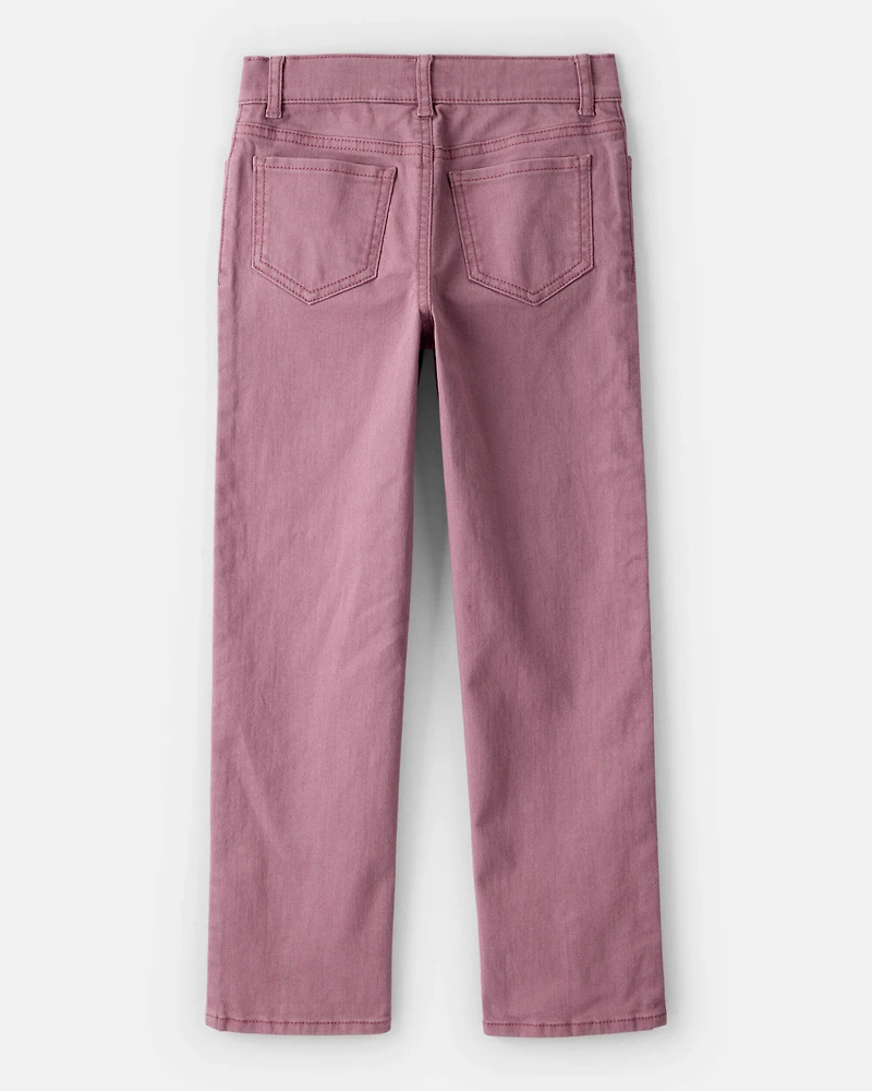 Girls Button-Front Straight Leg Pants - Purple