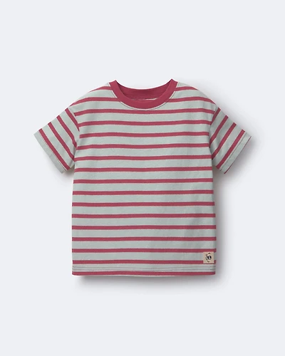 Toddler Boy Relaxed Tee in Stripes - Red/Blue