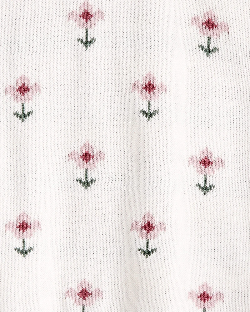Toddler Girl Organic Cotton Sweater Knit in Wildflower Maze Print
