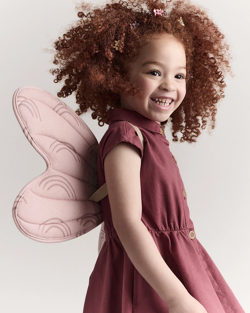 Toddler Girl Rainbow Dress Up Wings - Light Pink