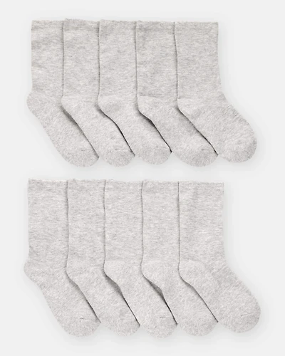 Boys 10-Pack Crew Socks - Grey