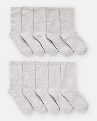 Boys 10-Pack Crew Socks - Grey