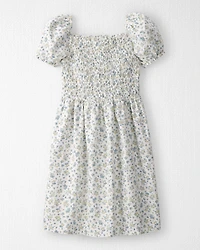Girls Smocked Dress Made with Organic Cotton in Spring Bloom Print