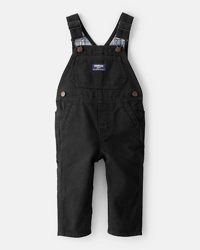 Baby Boy Herringbone Overalls - Black