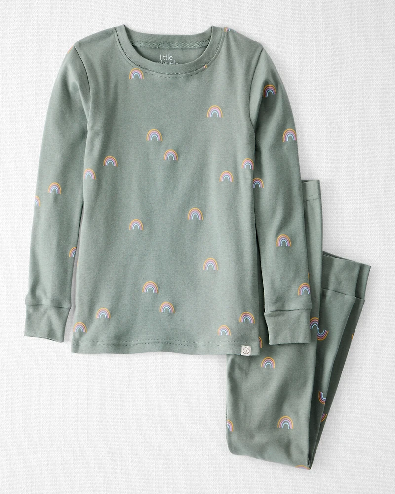 Kid Organic Cotton Pajamas in Magical Rainbow Print