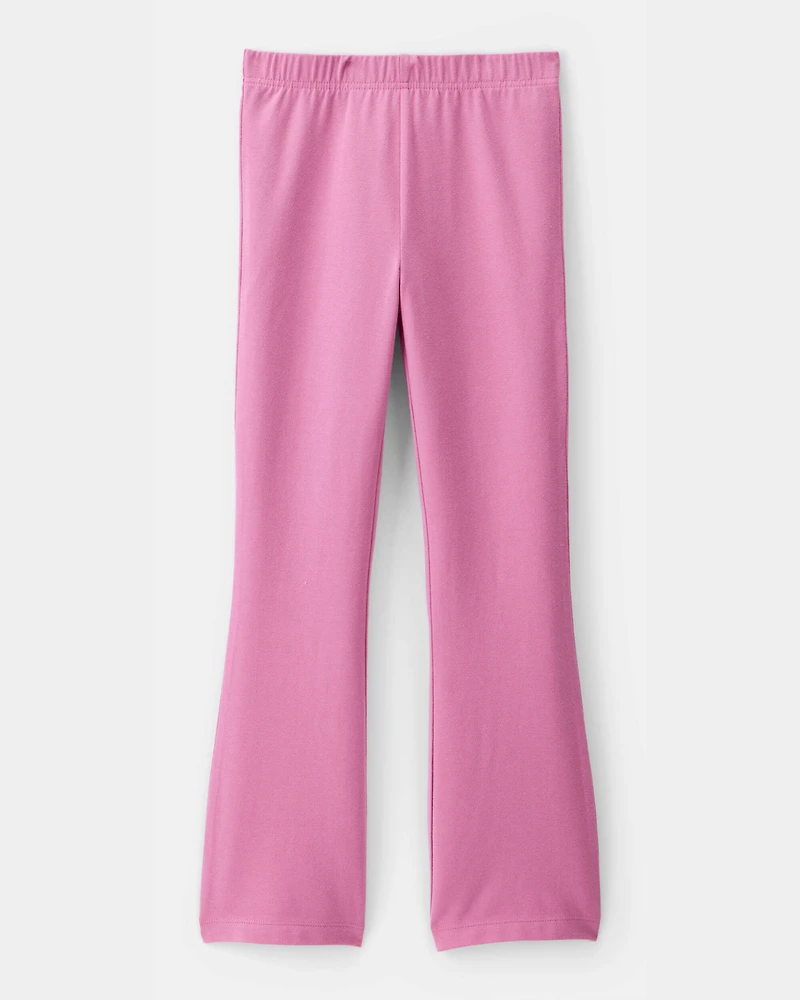 Girls Solid Cotton Flare Stretch Leggings