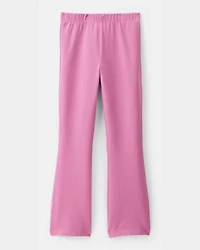 Girls Solid Cotton Flare Stretch Leggings