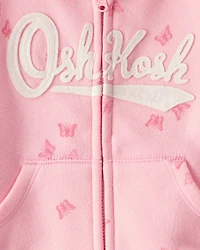 Baby Girl 2-Piece DayDream Fleece Butterfly Print Hooded Zip-Up Jacket & Joggers Set - Pink