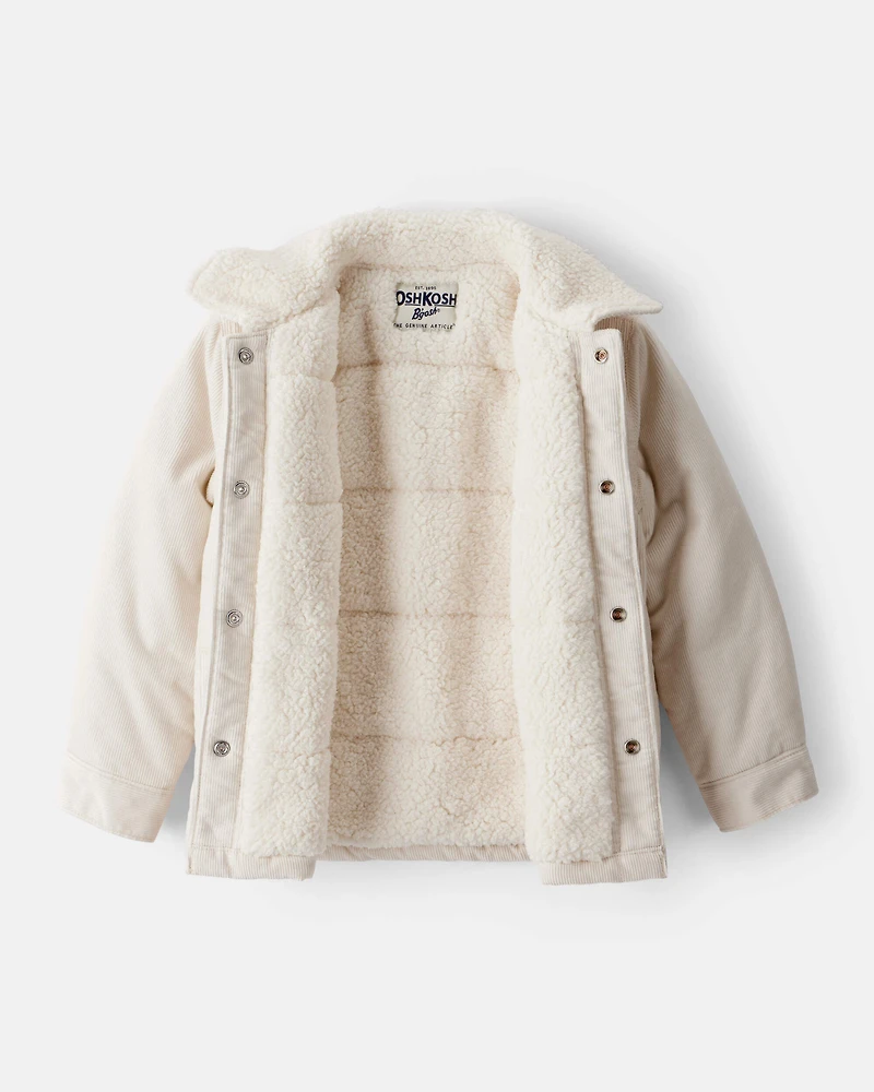 Toddler Girl Corduroy Long-Sleeve Fashion Jacket - White