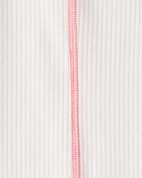 Girls 2-Piece Active Rib Top & Flare Pants Set - White/Pink