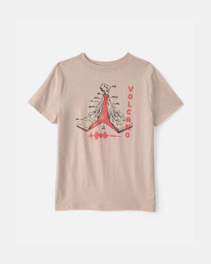 Kids Volcano Graphic Tee - Brown