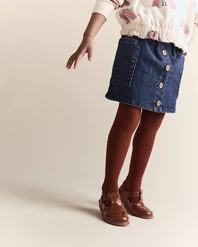 Toddler Girl Denim Skirt with Otter Pockets - Blue