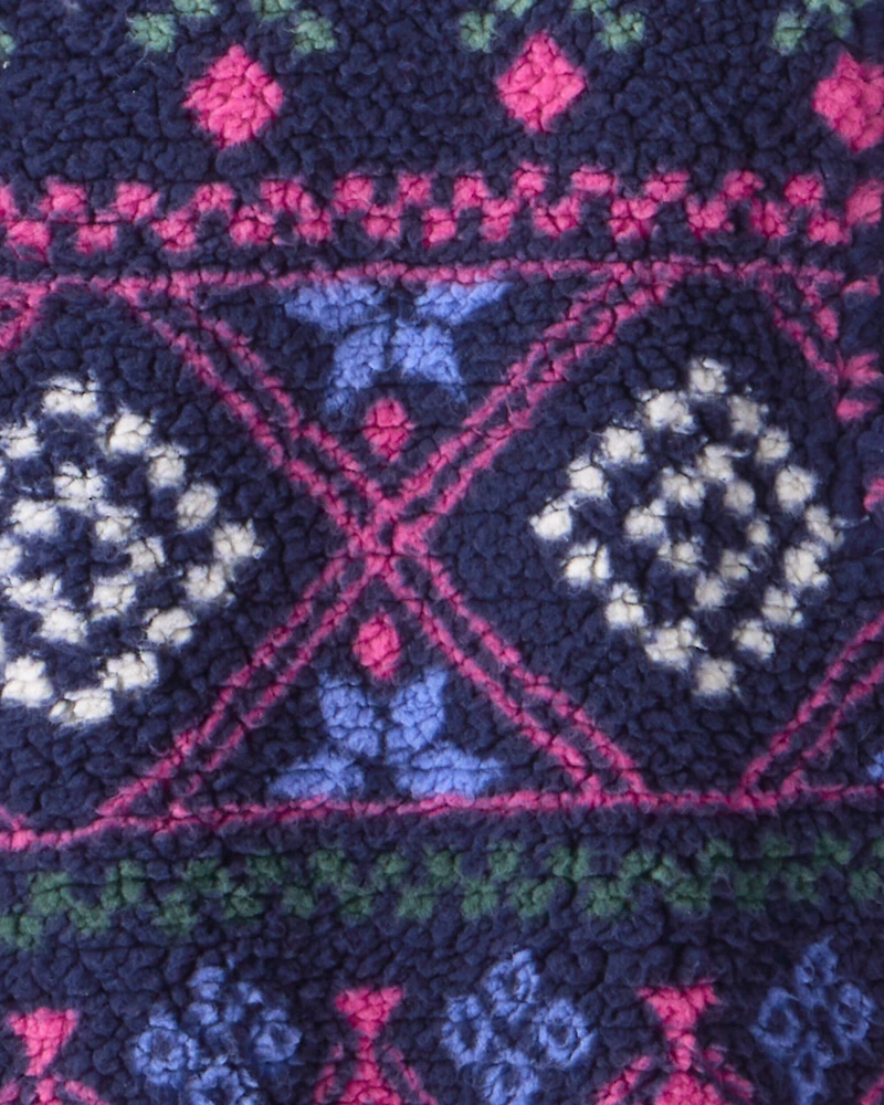 Girls Fair Isle Sherpa Quarter-Zip Pullover