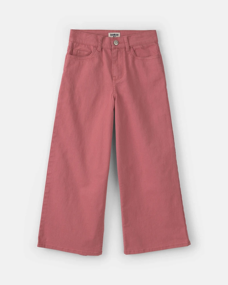Girls Cropped Wide-Leg Pants - Red