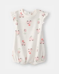 Baby Girl Ice Cream Truck Short-Sleeve Romper - White