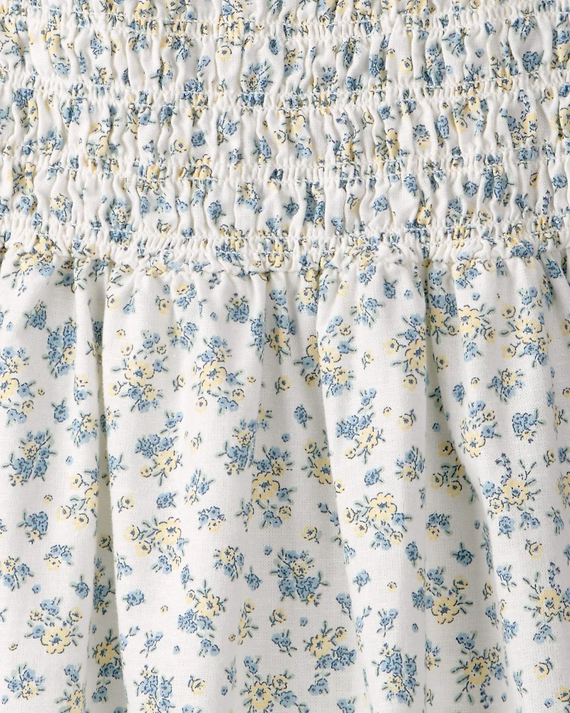 Girls Smocked Dress Made with Organic Cotton in Spring Bloom Print