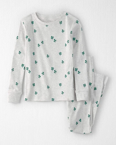 Kid Organic Cotton Pajamas in Lucky Clovers Print