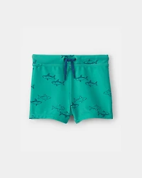 Baby Boy 2-Piece Shark Rashguard Swimsuit Set - Green/Cream