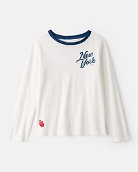 Girls New York Long-Sleeve Graphic Tee - White
