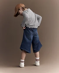 Toddler Girl Wide-Leg Pants in Denim - Blue