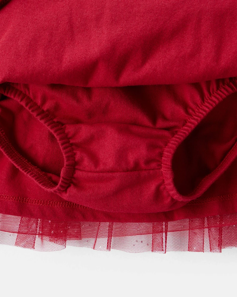 Baby Girl 2-Piece DayDream Fleece Snowflake Print Long-Sleeve Top & Skort Set - Red/Cream