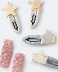 Toddler Girl 6-Pack Sandcastle Hair Clips - Cream/Light Pink/Blue