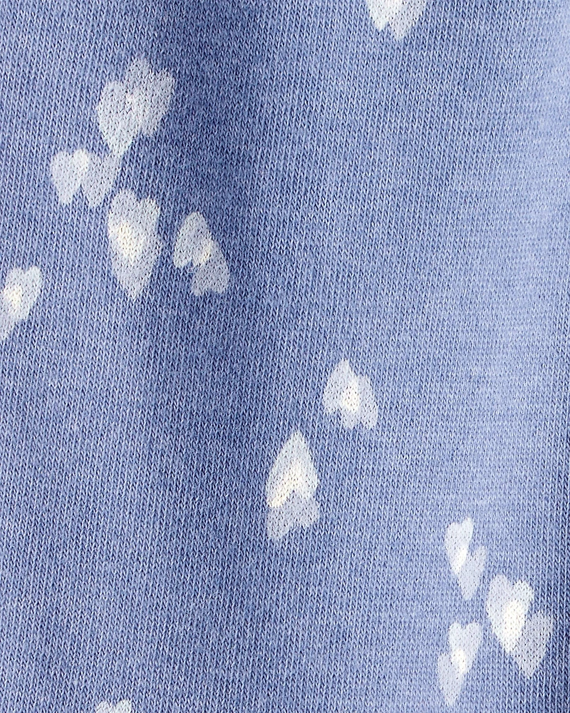 Baby Girl Heart Print Drawstring Joggers - Blue