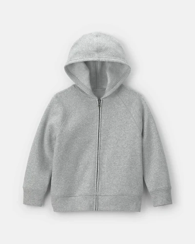 Boys Fleece Zip-Up Hoodie - Grey