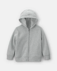 Boys Fleece Zip-Up Hoodie - Grey