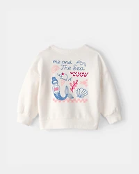 Baby Girl Mermaid French Terry Pullover Sweatshirt - Ivory