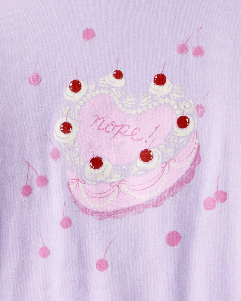 Girls Heart Cake Long-Sleeve Graphic Tee - Purple