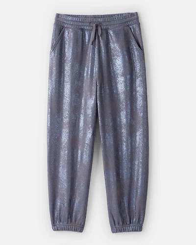 Girls DayDream Fleece Metallic Knit Drawstring Joggers - Grey