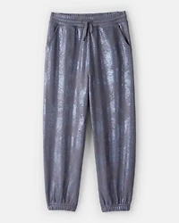 Girls DayDream Fleece Metallic Knit Drawstring Joggers - Grey