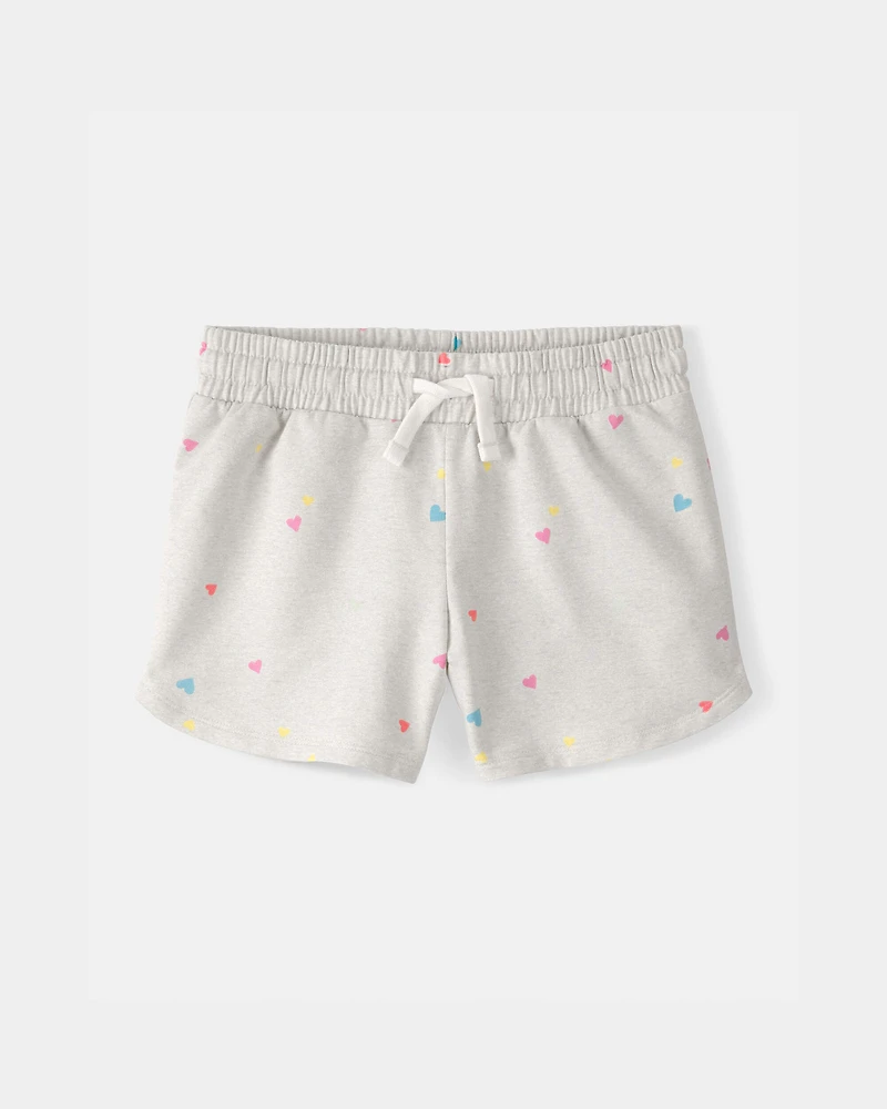 Girls Heart French Terry Shorts - Grey