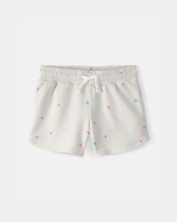 Girls Heart French Terry Shorts - Grey