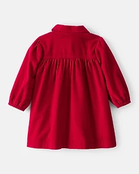 Baby Girl Corduroy Long-Sleeve Dress - Red