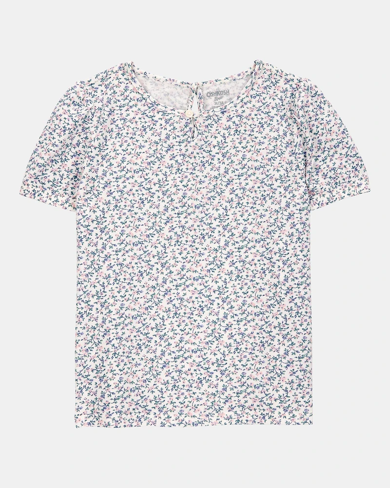 Toddler Short-Sleeve Floral Fashion Top