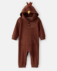 Baby Turkey Long-Sleeve Hooded Jumpsuit - Brown
