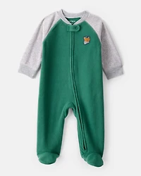 Baby Boy Bear Loose Fit Long-Sleeve Sleep & Play Pajamas - Green
