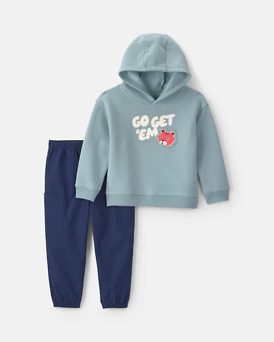 Baby Boy 2-Piece 'Go Get Em' Tiger Fleece Hooded Top & Pant Set - Blue