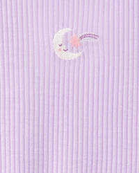 Toddler Girl Moon Rib Loose Fit 2-Piece Pajama Set - Purple