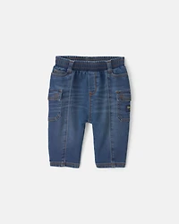 Baby Boy Denim Cargo Jeans - Medium Wash