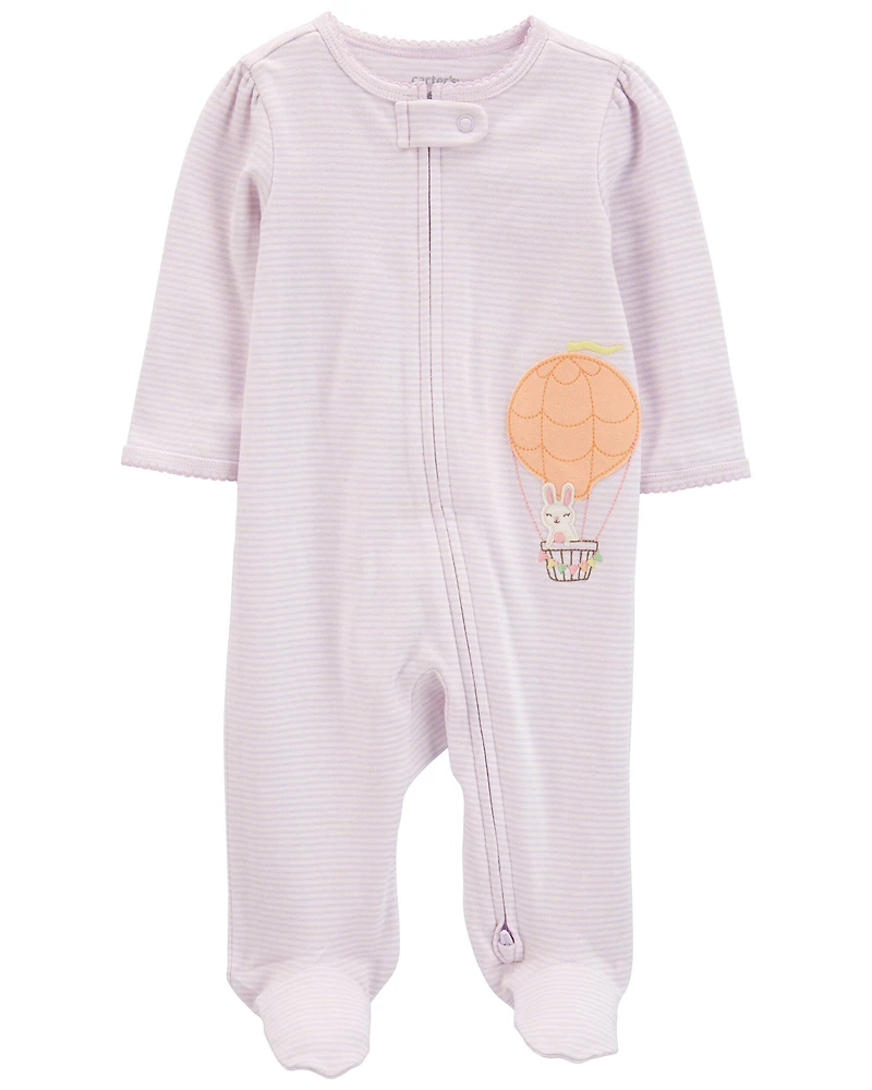 Baby Hot Air Balloon Bunny 2-Way Zip Cotton Sleep & Play Pajamas