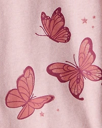 Girls Butterfly Long-Sleeve Graphic Tee - Purple