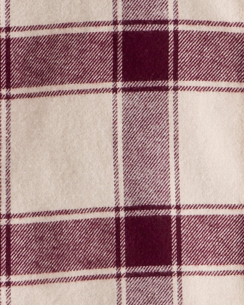Toddler Boy Plaid Button-Down Shirt - Maroon/Cream