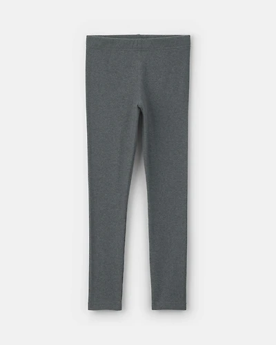 Girls Pull-On Stretch Rib Leggings - Grey