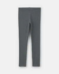 Girls Pull-On Stretch Rib Leggings - Grey