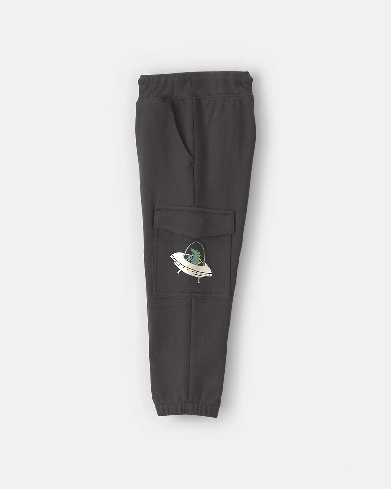 Toddler Boy Glow-in-the-dark French Terry Cargo Joggers - Black